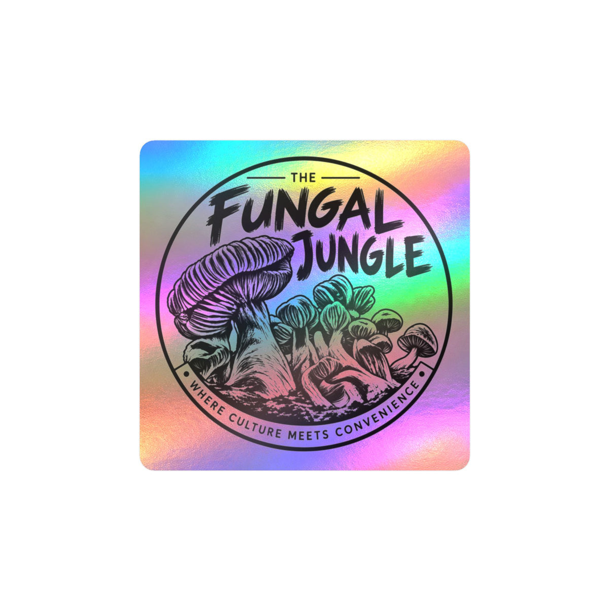 Kiss-Cut Decal — “The Fungal Jungle” Mushroom Logo Sticker (Holographic & Matte Options)