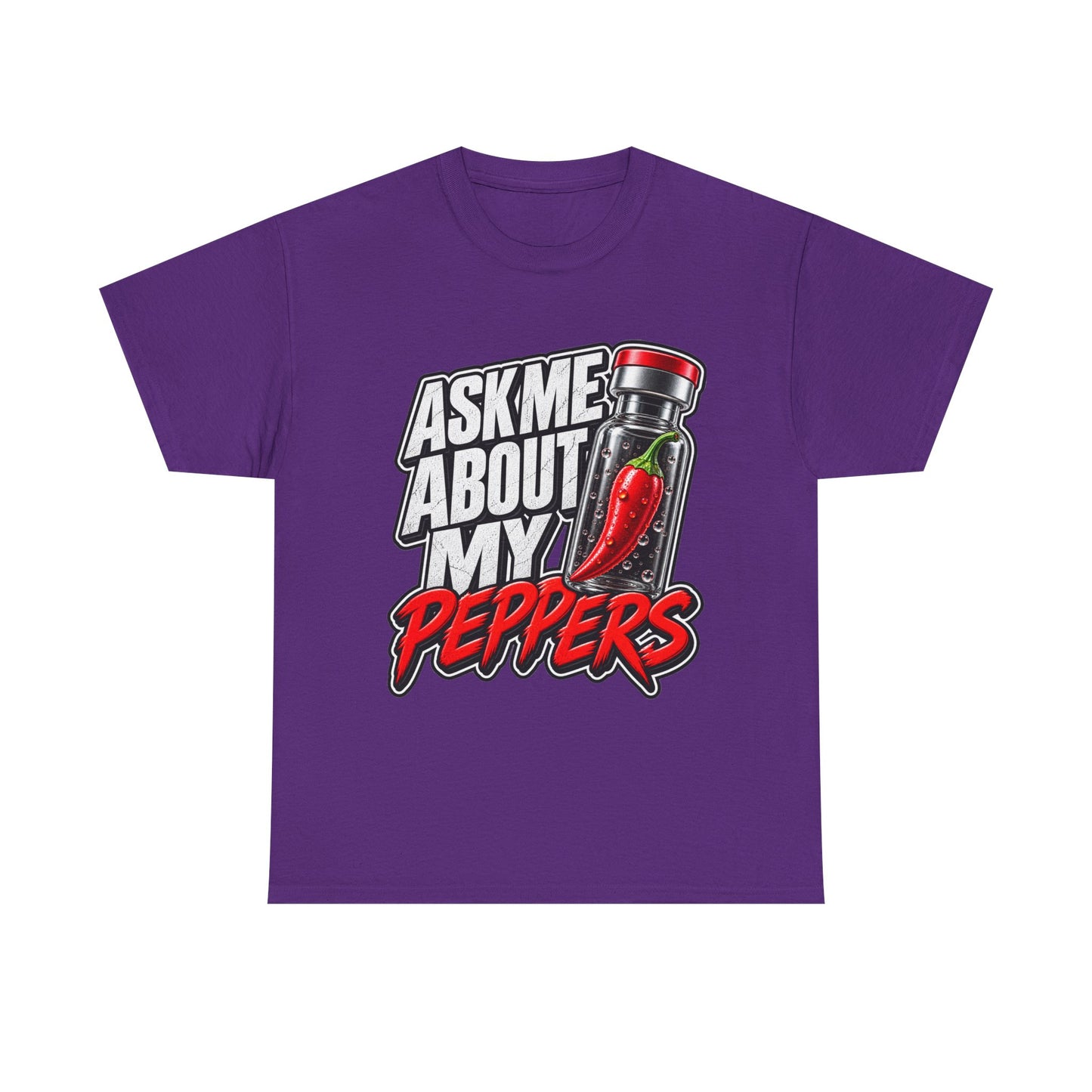 T-Shirt — "Ask Me About My Peppers" Hot Sauce Graphic with QR Code