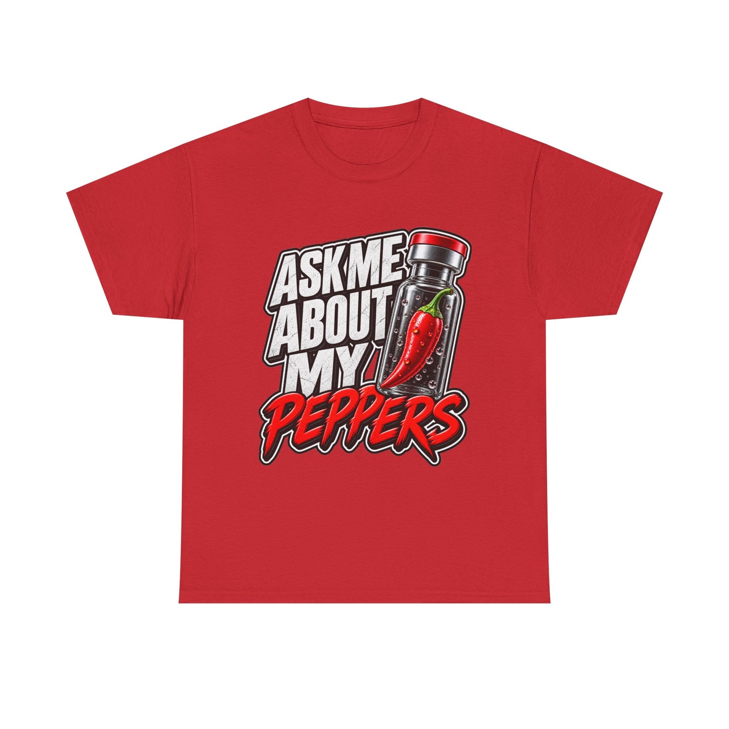T-Shirt — "Ask Me About My Peppers" Hot Sauce Graphic with QR Code