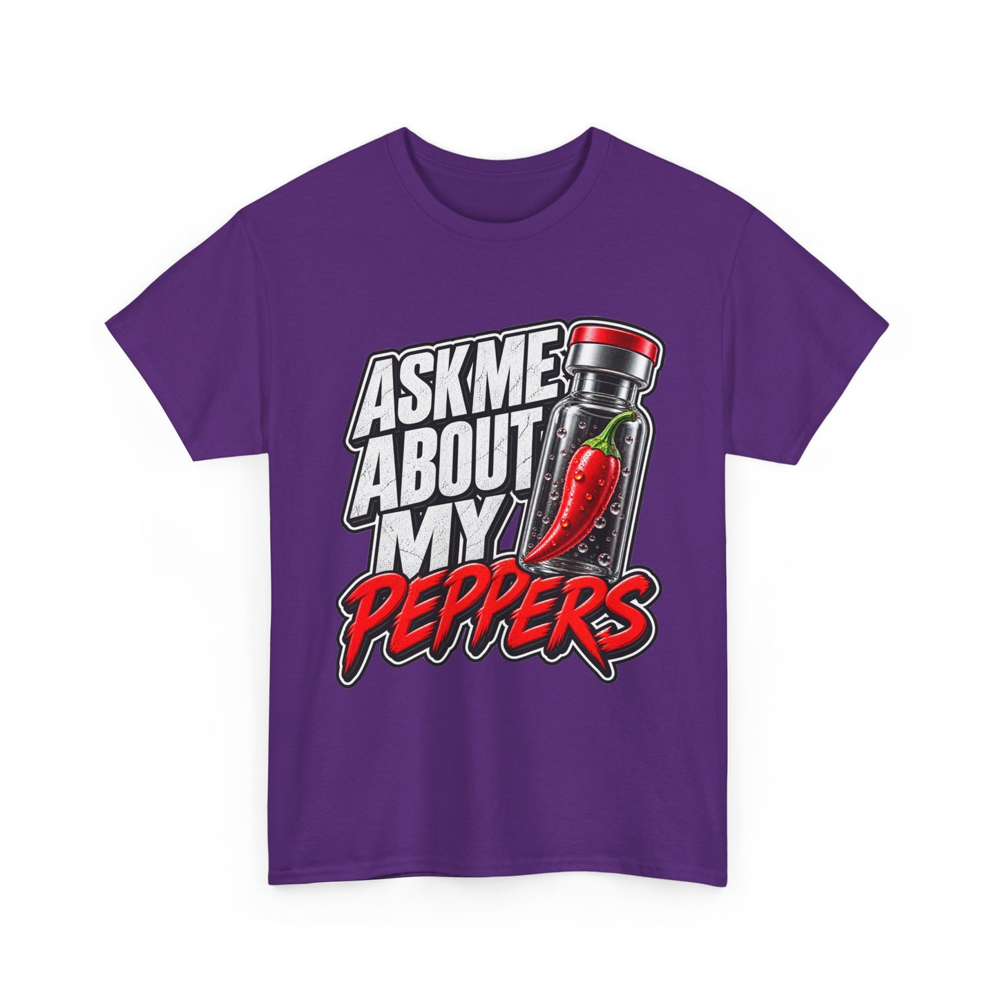 T-Shirt — "Ask Me About My Peppers" Hot Sauce Graphic with QR Code