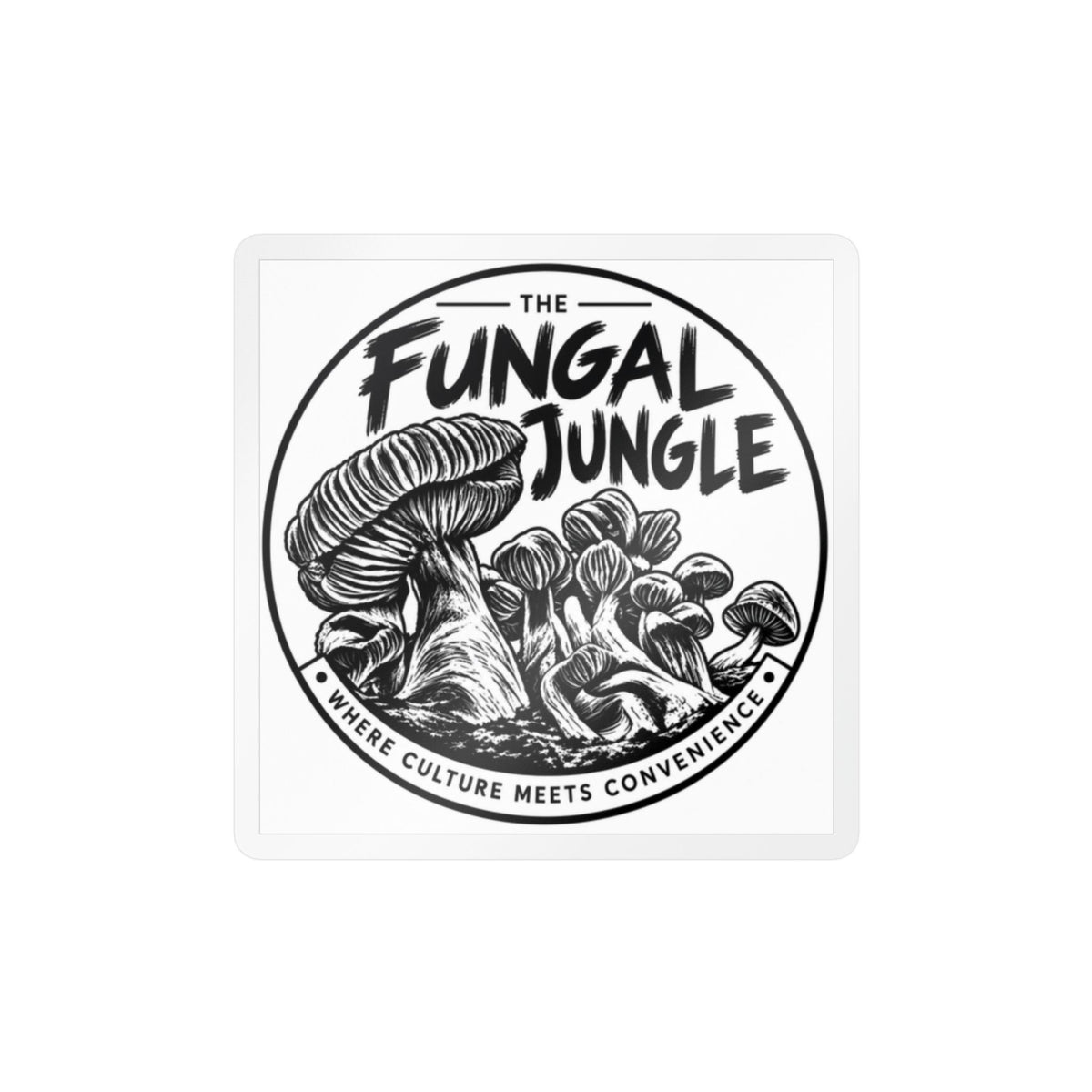 Kiss-Cut Decal — “The Fungal Jungle” Mushroom Logo Sticker (Holographic & Matte Options)