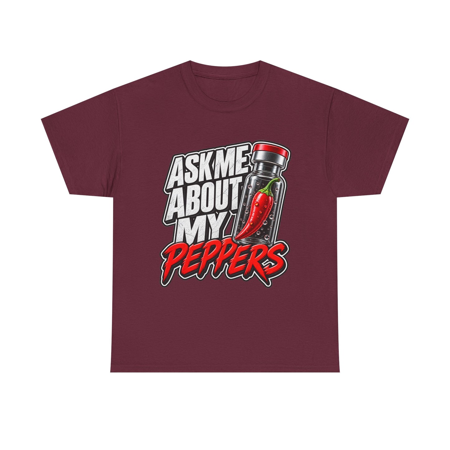 T-Shirt — "Ask Me About My Peppers" Hot Sauce Graphic with QR Code